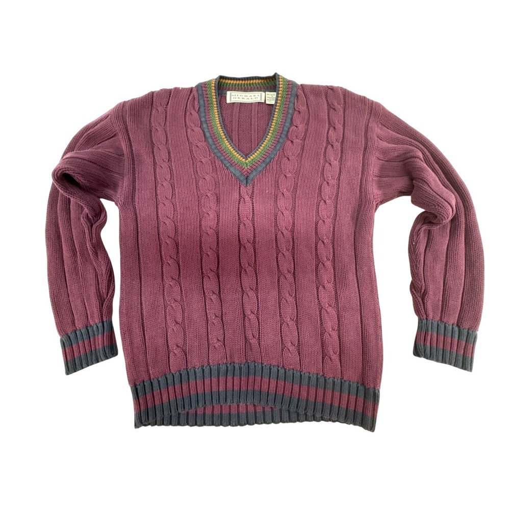 Michael Gerald‎ sweater Men's size Small burgundy v-neck